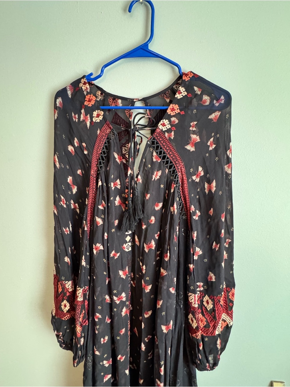 Free People Viceroy Embroidered Sheer Maxi Dress large boho festival - Picture 4 of 11